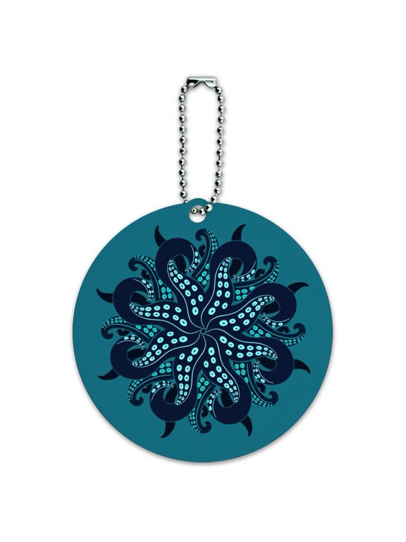 Octopus Squid Tentacles Round Luggage ID Tag Card Suitcase Carry-On
