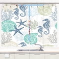 thumbnail image 1 of Octopus Starfish Coral Kitchen Curtains, Underwater Seashell Tropical Beach Kitchen Curtains, Nautical Ocean Kitchen Curtains Window Drape 2 Panels 27.5 x 39 Inch, Vintage Nautical Pattern Curtains, 1 of 4