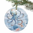 thumbnail image 1 of Octopus Starfish Ocean Coral Christmas Ceramic Ornament 2025,3" Round Xmas Tree Hanging Accessories with Gold Ribbon, 1 of 5