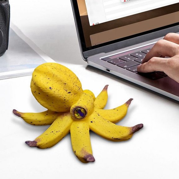 Octopus Statue Funny Banana Octopus Statue Decorative Cute Garden for Living Room Courtyard Home Yellow