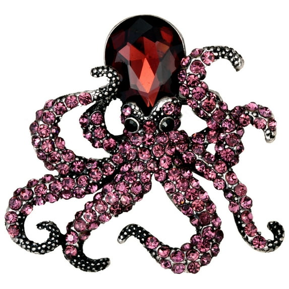 Octopus Stretch Rings for Women Fit Finger Size 6.5 to 9 Rhinestone Silk Scarf Holders