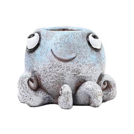 Octopus Succulent Planter Pots with Drainage Hole, 9CM Cute Resin Flower Pots for Indoor Plants, Cactus, Desk Decor, Unique Garden Decor for Lovers, Home Office Gift for Women