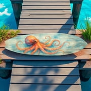 Octopus Surfboard Wall Art   Coastal Nautical Decor, PVC Outdoor Beach Sign, Ocean Lover Gift, Octopus Decoration, 4 Foot