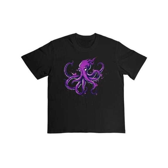 Octopus T-Shirt Graphic Tee Streetwear Top Summer Trendy Purple Design Cotton Casual Black S-5XL