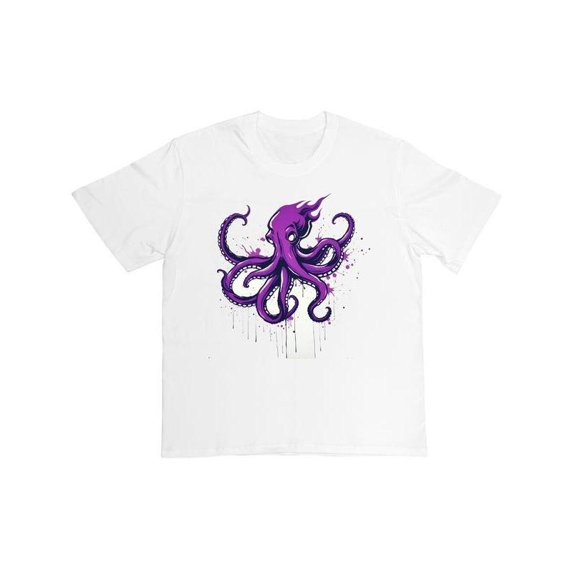 Octopus T-Shirt Graphic Tee Streetwear Top Summer Trendy Purple Design Cotton Casual White S-5XL