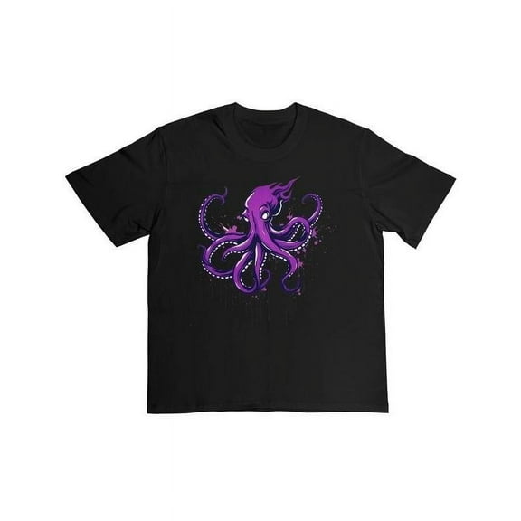 Octopus T-Shirt Graphic Tee Streetwear Top Summer Trendy Purple Design Cotton Fashion Casual Black S-5XL