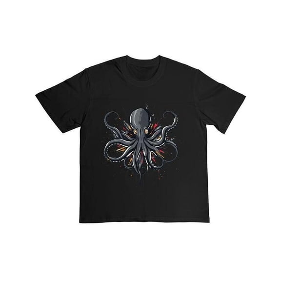 Octopus T-Shirt Graphic Tee Streetwear Top Urban Trendy Design Cotton Casual Apparel Black S-5XL
