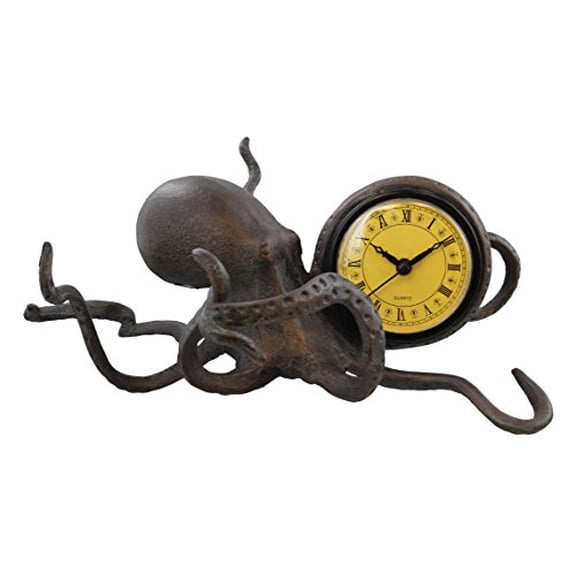 SPI Home Cast Aluminum Octopus Desk Clock 11 inches Long