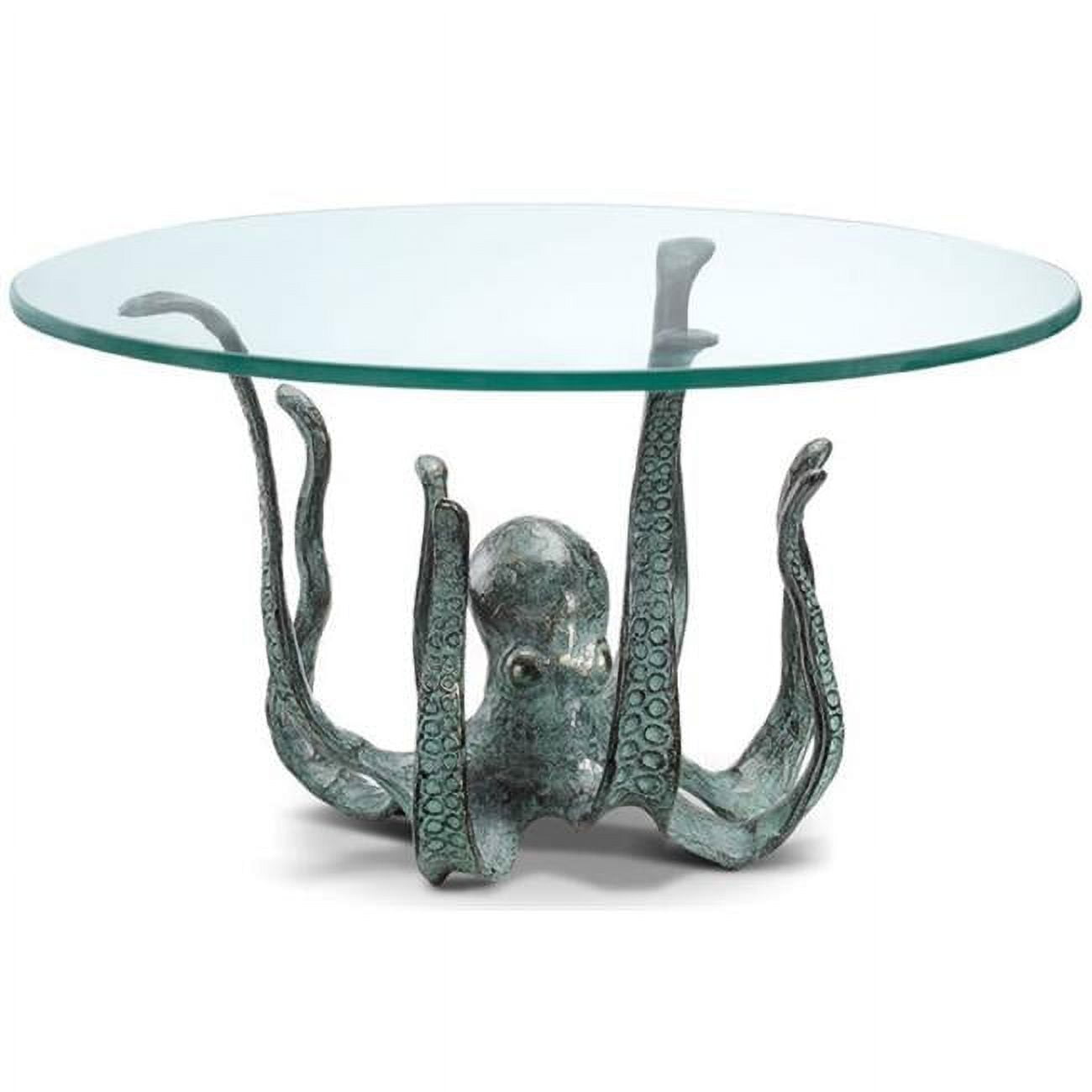 Verdigris Cast Iron Octopus Table Server with Glass Top