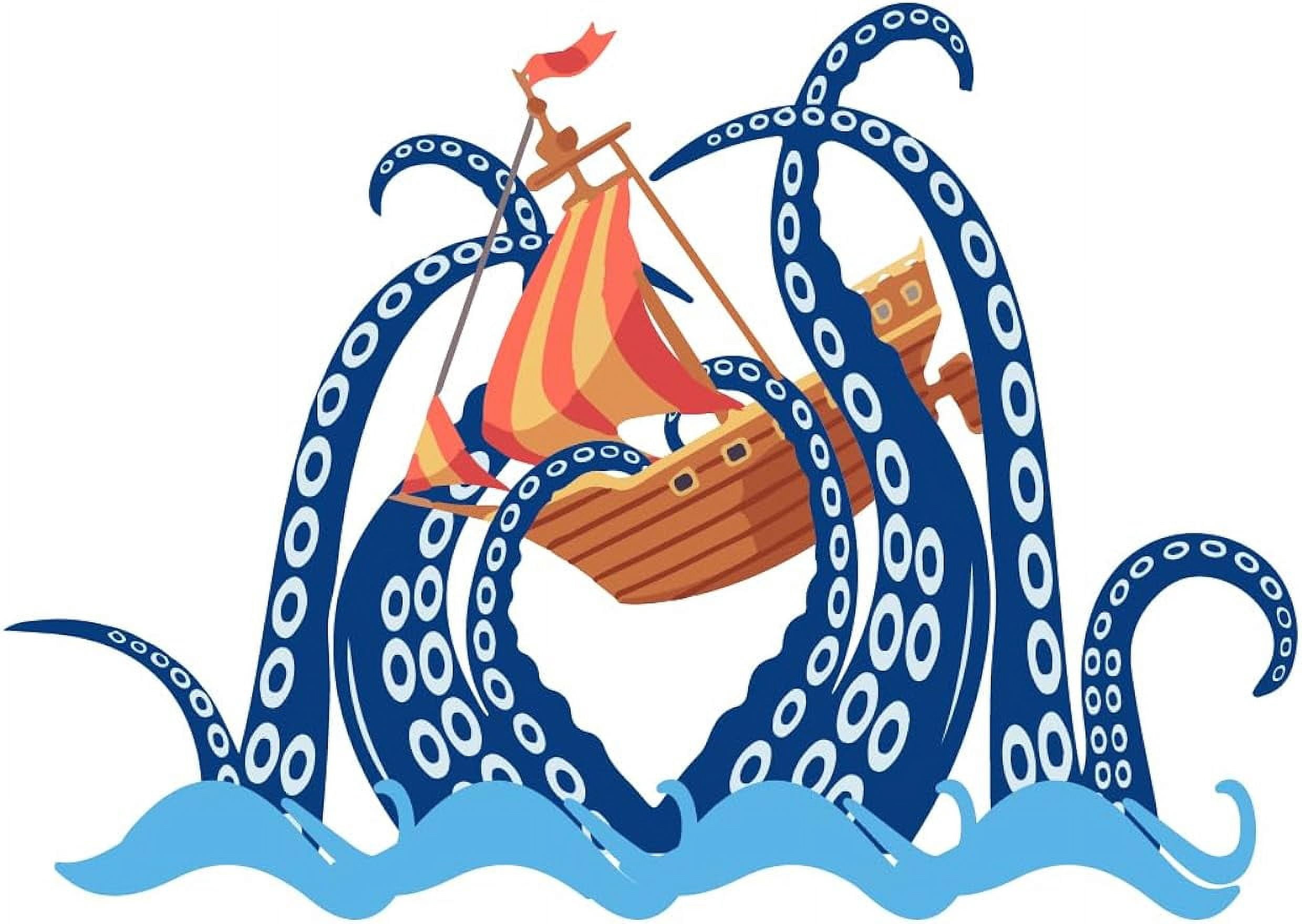 Octopus Tentacles Wall Stickers Ocean Sailboat Vinyl Wall Decal Sticker ...