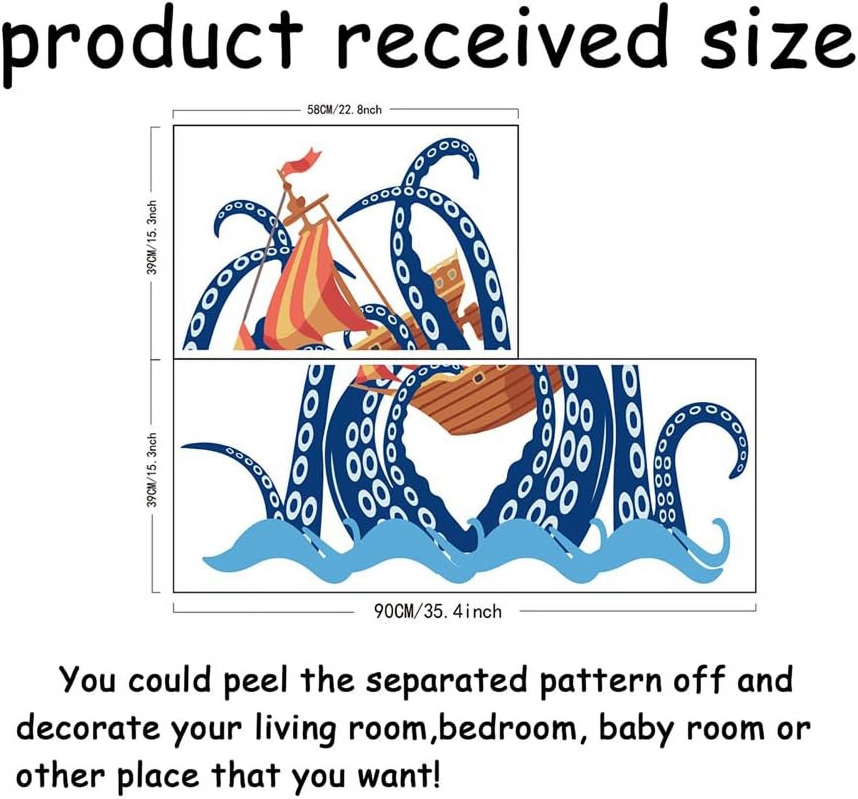 Octopus Tentacles Wall Stickers Ocean Sailboat Vinyl Wall Decal Sticker ...