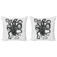 thumbnail image 1 of Ambesonne Octopus Throw Pillow Cover 2 Pack, Tentacle Sea Monster Design, 24", Pale Grey Charcoal Grey, 1 of 5