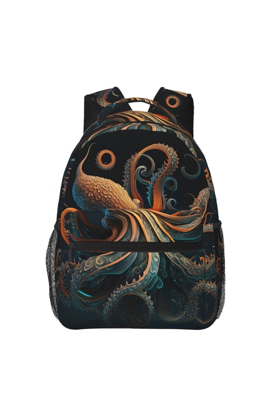 Octopus Twisted Tentacles Art Backpack Casual College Bag Zipper Laptop Daypack Hiking Rucksack Travel