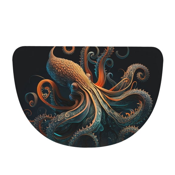 Octopus Twisted Tentacles Art Half Moon Flannel Door Mat 19x3048x76cm, Semi-Circular Floor Rug, Non-Slip Entryway Indoor Welcome Doormat