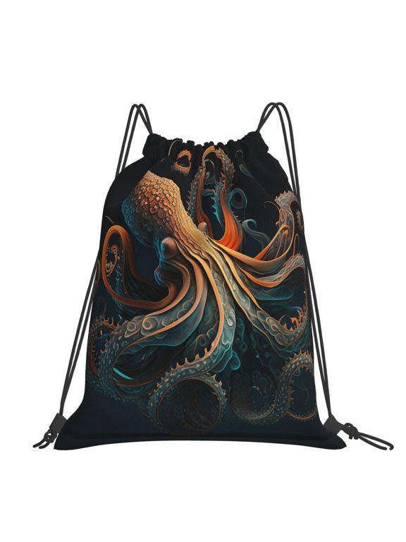 Octopus Twisted Tentacles Art Large Drawstring Backpack Casual Cinch Sack Bag Backpack for Sports Hiking Travel Gym