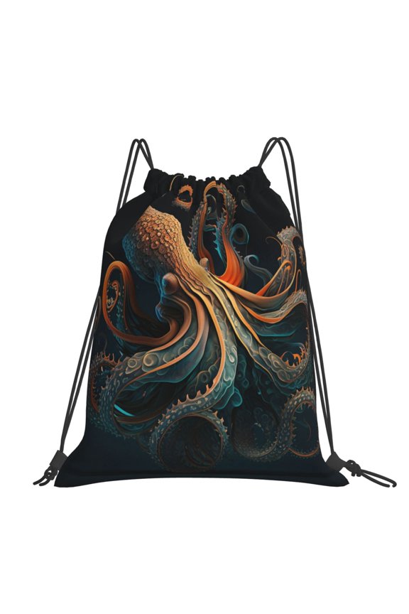 Octopus Twisted Tentacles Art Large Drawstring Backpack Casual Cinch Sack Bag Backpack for Sports Hiking Travel Gym