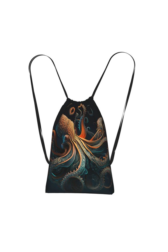 Octopus Twisted Tentacles Art Packable Drawstring Backpack, Lightweight Foldable Cinch Storage Bag for Gym Travel Shopping