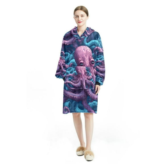 Octopus Ultra Soft Microfiber Polyester Wearable Blanket for Cozy Lounging at Home - Plush Snuggle Wrap for Adults & Kids- Machine Washable & Durable Fabric - One Size Fits Most