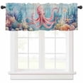 thumbnail image 1 of Octopus Valances for Windows Farmhouse Kitchen Curtains Valances Rod Pocket Valance Curtains for Kitchen Windows Ocean Coastal Starfish Watercolor Blue Coral Window Valances for Bathroom 42"x18", 1 of 6