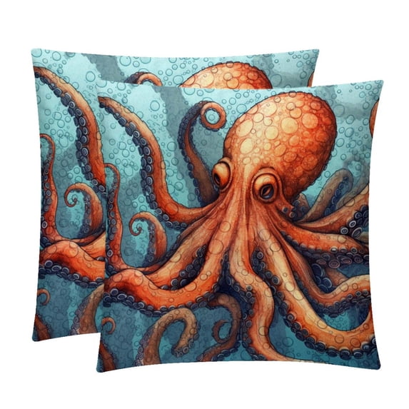 Octopus Velvet Throw Pillow Inserts with Unique Patterns - Set of 2 - 16x16, 18x18, 20x20 inches for Throw Pillow Covers - Various Occasions