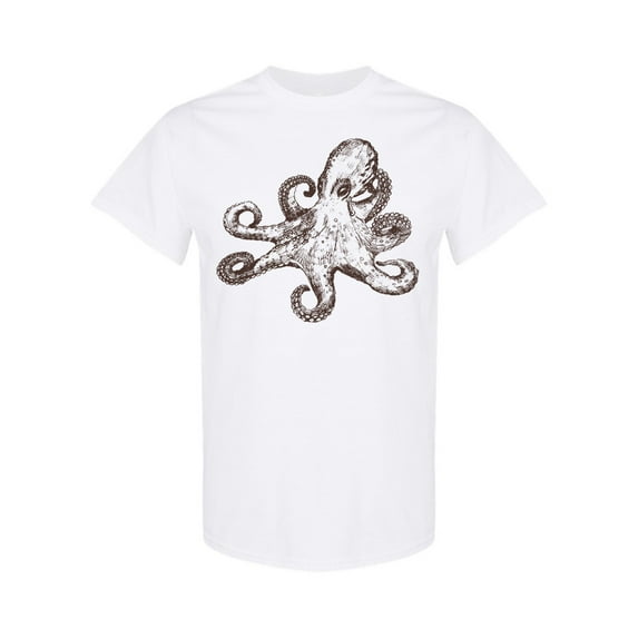 Octopus Vintage Sketch T-Shirt Men -Image by Shutterstock, Male Large