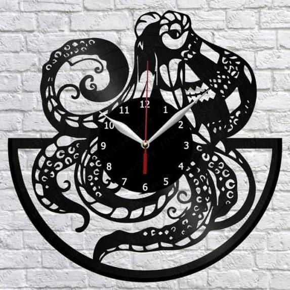 Octopus Vinyl Record Wall Clock Fan Art Home Decor Vintage Wall Art The Best Gifts for Football Fans