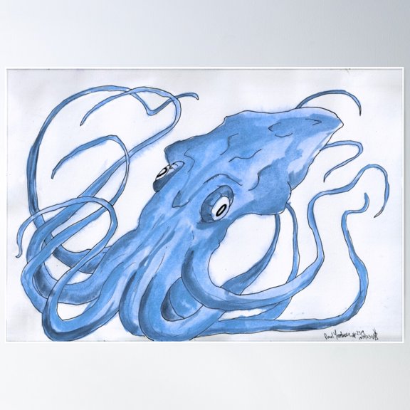Octopus Watercolour Variation 2 Poster Wall Art Modern Wall Decor Wall Art