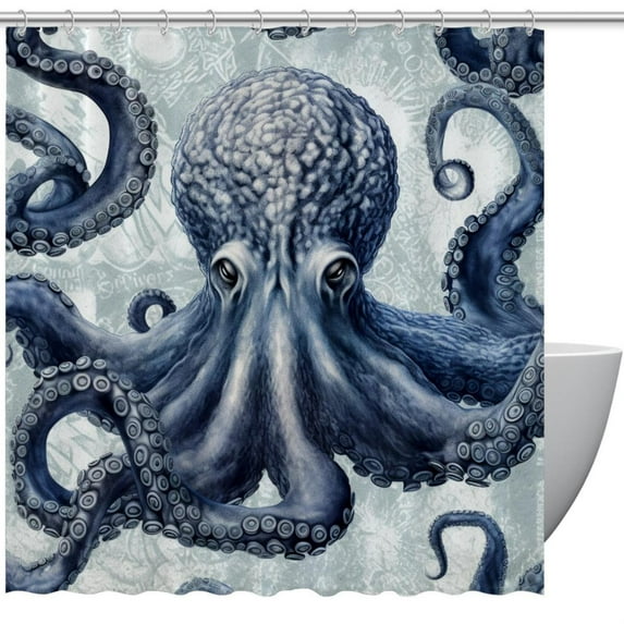 Octopus Waterproof Printed Shower Curtain Sets with Hook for Bathroom Decoration - Bathroom Curtain for Home Decor