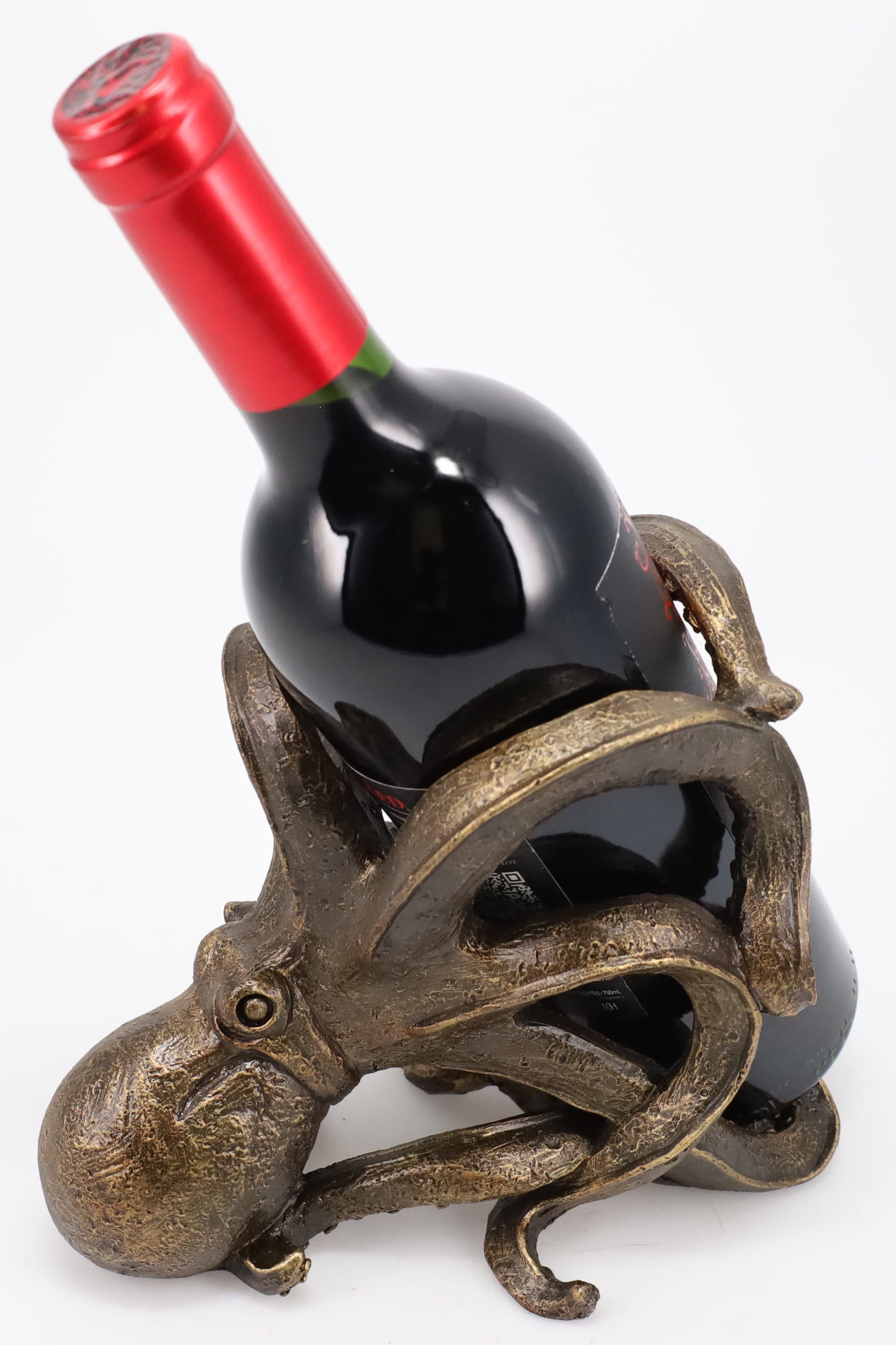 Bronze Octopus Wine Bottle Holder with Nautical Design