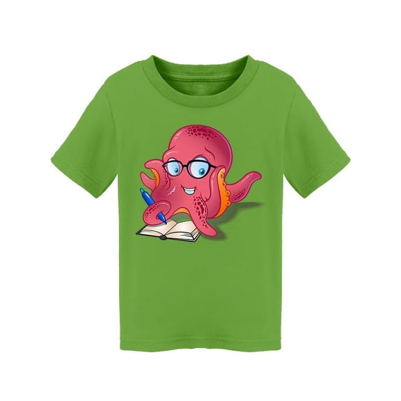 Octopus With Glasses Studying T-Shirt Toddler -Image by Shutterstock, 4 Toddler