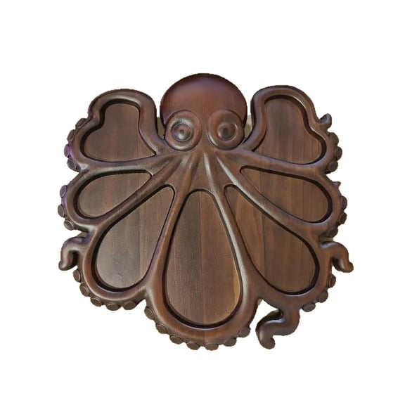 Octopus Wooden Serving Tray, Divided Snack Platter for Fruit, Cheese, Crackers, Nuts & Appetizers, Decorative Serving Board