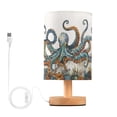 thumbnail image 1 of Octopus and Plant Bedside Desk Lamp LED Table Nightstand Lamps Warm Light Fabric Lampshade for Home Bedroom Office Living Room Decor, 1 of 7