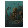 thumbnail image 1 of Octopus and Submersible Birch Wood Wall Sign (6x9 Rustic Home Decor, Ready to Hang Art), 1 of 5