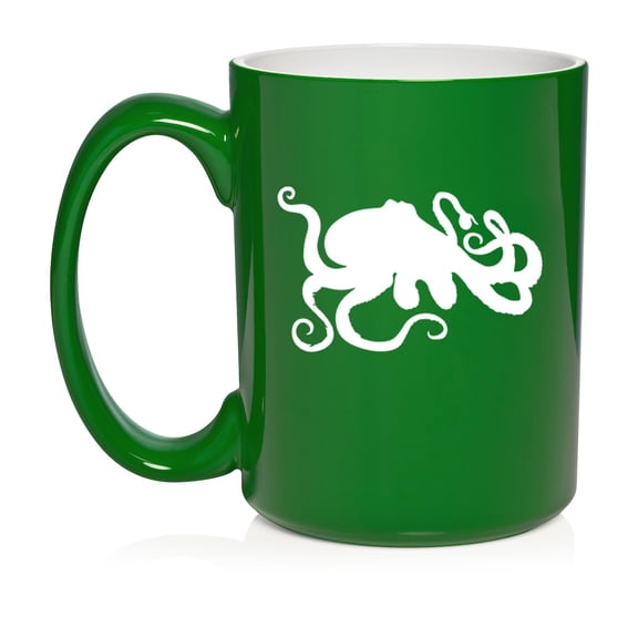 Octopus and Tentacles Ceramic Coffee Mug Tea Cup Gift for Her, Him, Friend, Coworker, Wife, Husband (15oz Green)