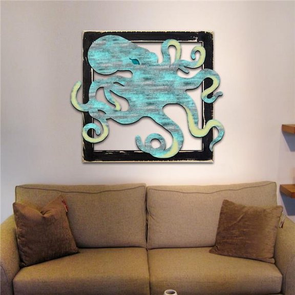 Octopus in Frame Wooden Art