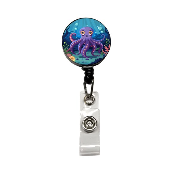 Octopus in Ocean Cute Retractable Reel ID Badge Key Card Name Tag Holder with Clip