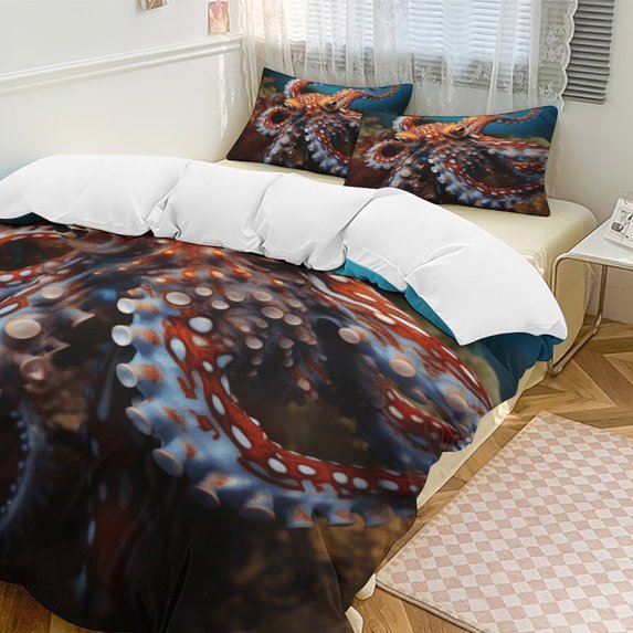 Octopus in The Mysterious Ocean Duvet Cover Set Pattern Soft Bedding Set Comforter Cover Set(1 Duvet Cover + 2 Pillowcases)