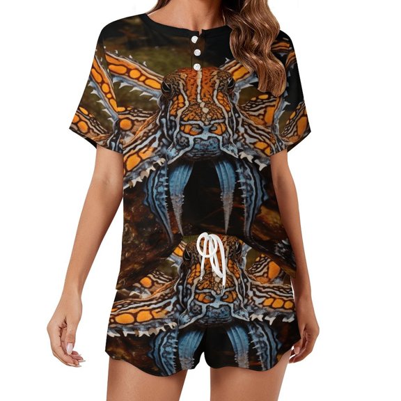 Octopus in The Mysterious Ocean Pajama Set for Women 2 Piece Sleepwear Loungewear Short Sleeve