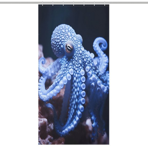 Octopus in The Mysterious Ocean Shower Curtain Fabric Bathroom Decor with Hooks