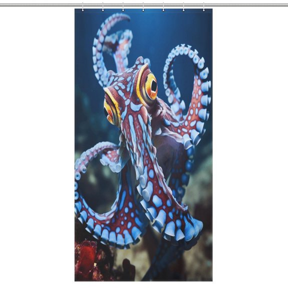 Octopus in The Mysterious Ocean Shower Curtain Modern Home Bathroom Bathtub Decor Waterproof Fabric with 12PCS Hooks