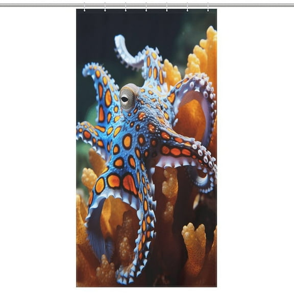 Octopus in The Mysterious Ocean Waterproof Polyester Quick-Drying Shower Curtain for Bathroom with 12 Hooks