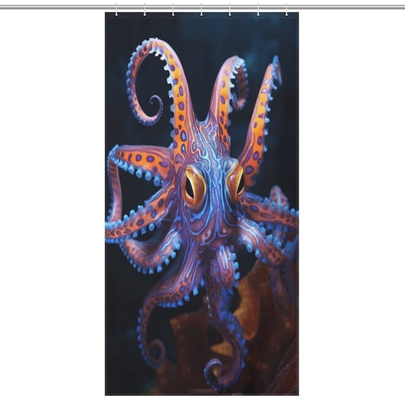 Octopus in The Mysterious Ocean Waterproof Polyester Quick-Drying Shower Curtain for Bathroom with 12 Hooks