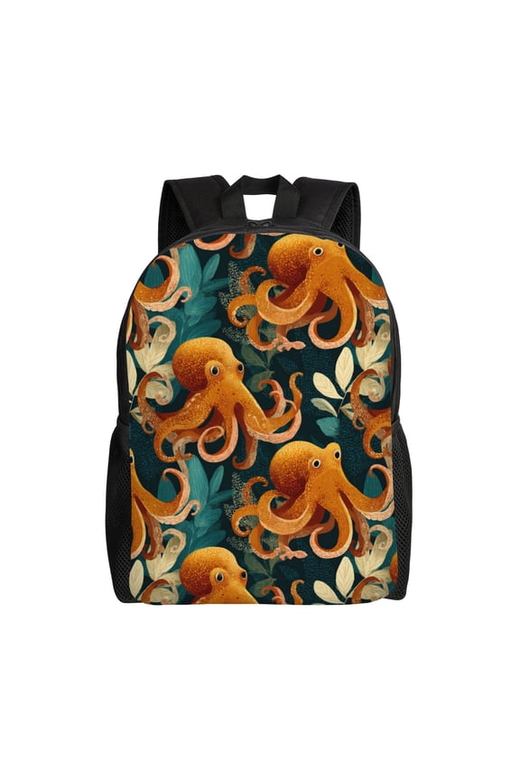 Octopus pattern illustration Backpack with 15 Inch Laptop Compartment,Water-Resistant Daypack, Large Capacity Backpack with Adjustable Breathable Shoulder Straps for Daily Use Travel Gym