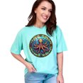 thumbnail image 1 of Octopus stained glass design shirt, unique ocean themed t-shirt, vibrant marine life art apparel, colorful sea animal graphic tee, Chalky Mint Comfort Colors T-Shirt, Small, 1 of 1