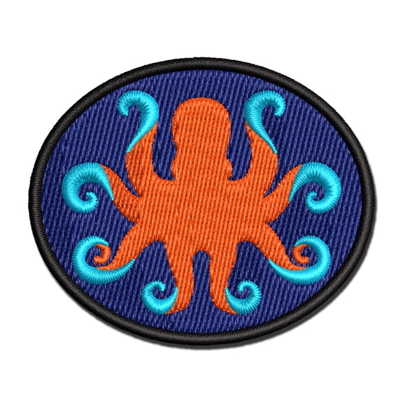 Octopus with Twisting Tentacle Arms Applique Multi-Color Embroidered Iron-On Patch - 2.0 Inch Mini