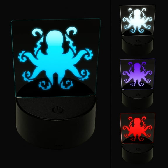 Octopus with Twisting Tentacle Arms LED Night Light Sign 3D Illusion Desk Nightstand Lamp
