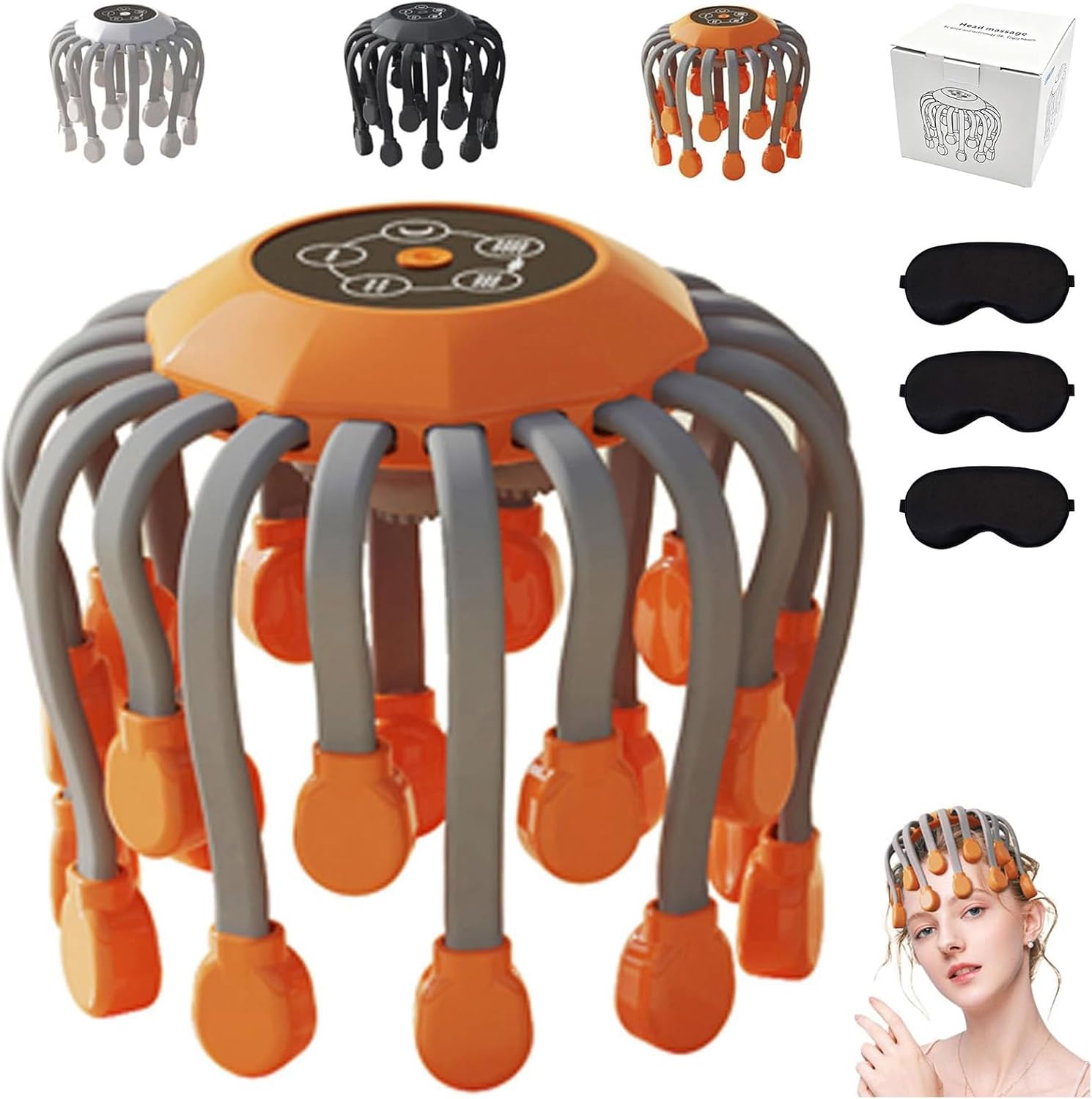 Octorelax Head Massager, 5 Modes & 20 Massage Heads, 3 Speed Adjustment ...