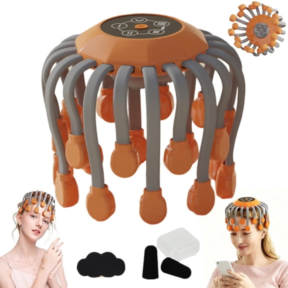 360° Electric Scalp Massager – Wireless Hands-Free Head Massager with 5 Modes and 20 Massage Heads, Smart Timer for Relaxation and Stress Relief