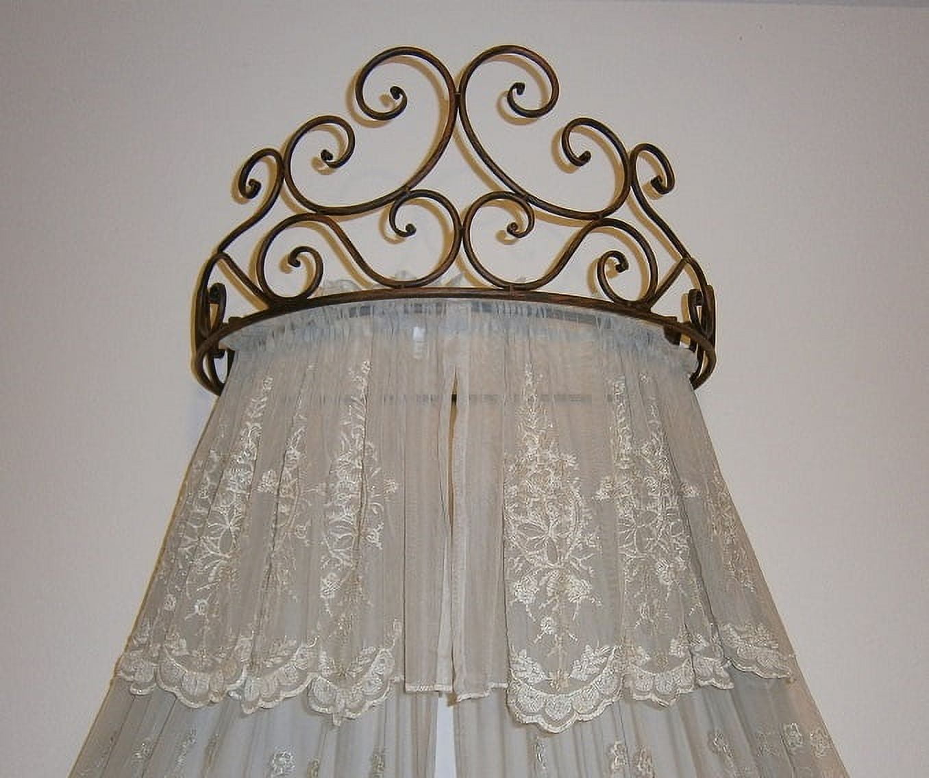 Octorose Metal Wall Teester Bed Canopy Drapery Crown Hardware (Cherry