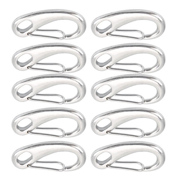 Octpeak 10pcs 30mm Heavy Duty Snap Rope Hook Stainless Steel Spring Snap Hook Clip For Flag Poles,Spring Snap Rope Hook,Marine Grade Carabiner Clips